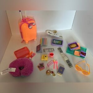 Our Generation Doll Travel Playset with Orange Suitcase and Accessories